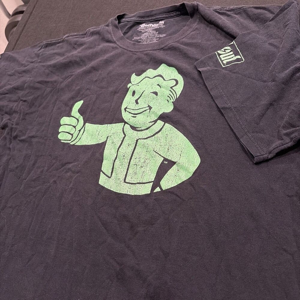 Rare Vtg Bethesda Fallout Men's T-Shirt Black Green Glow In The Dark Sz XL